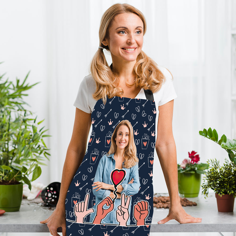 Customised Cooking Apron Personalised Photo I Love You Apron