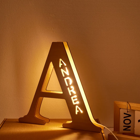 Personalised Name Wooden Letter Night Light 28CM