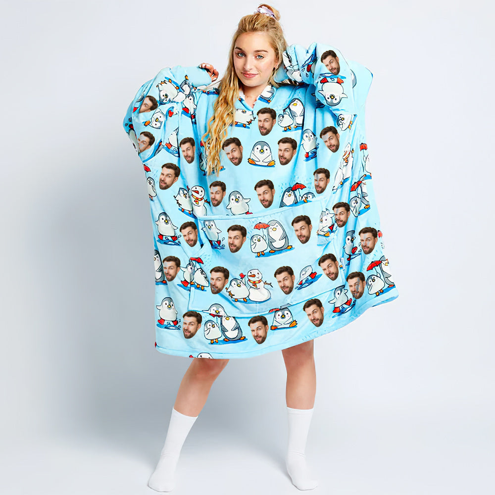 Custom Hoodie Blanket with Pocket Personalised Oversized Hoodie Sweatshirt