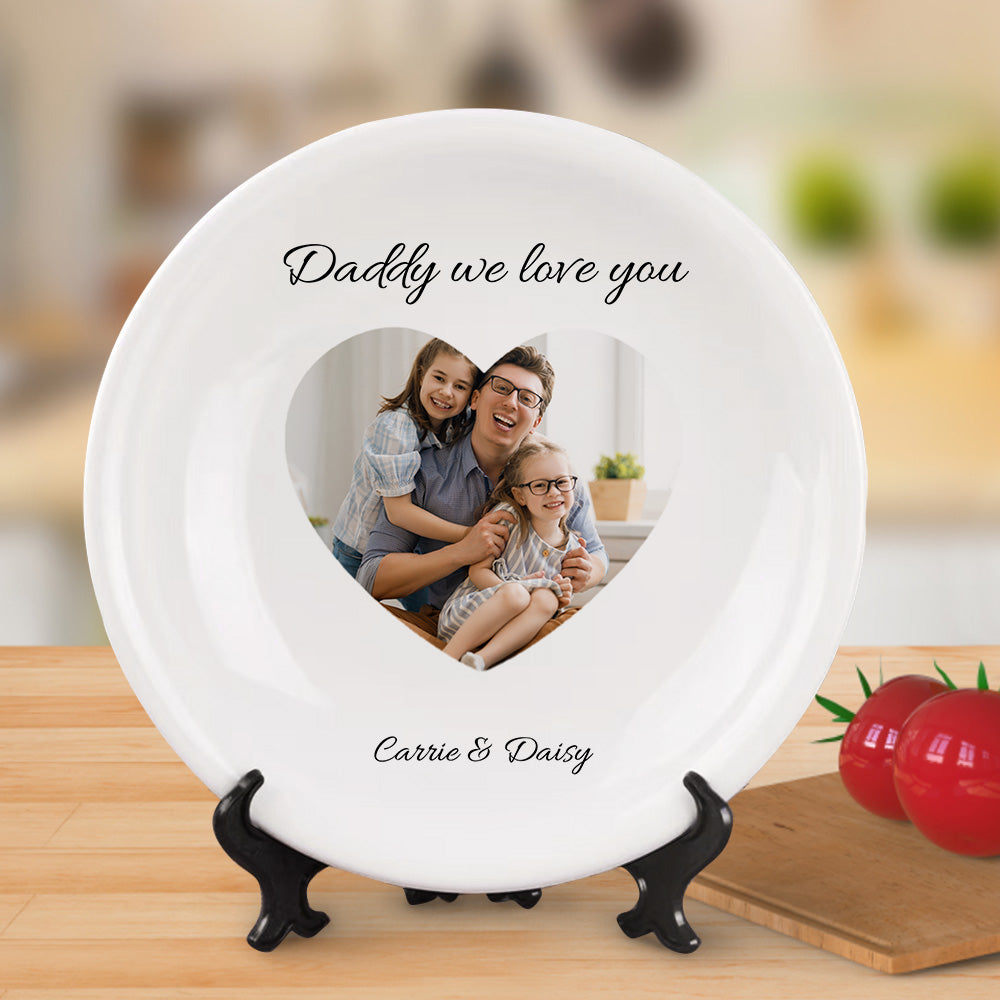 Customised Heart Photo Ceramics Dinner Plate Tableware Gifts For Mother's Day