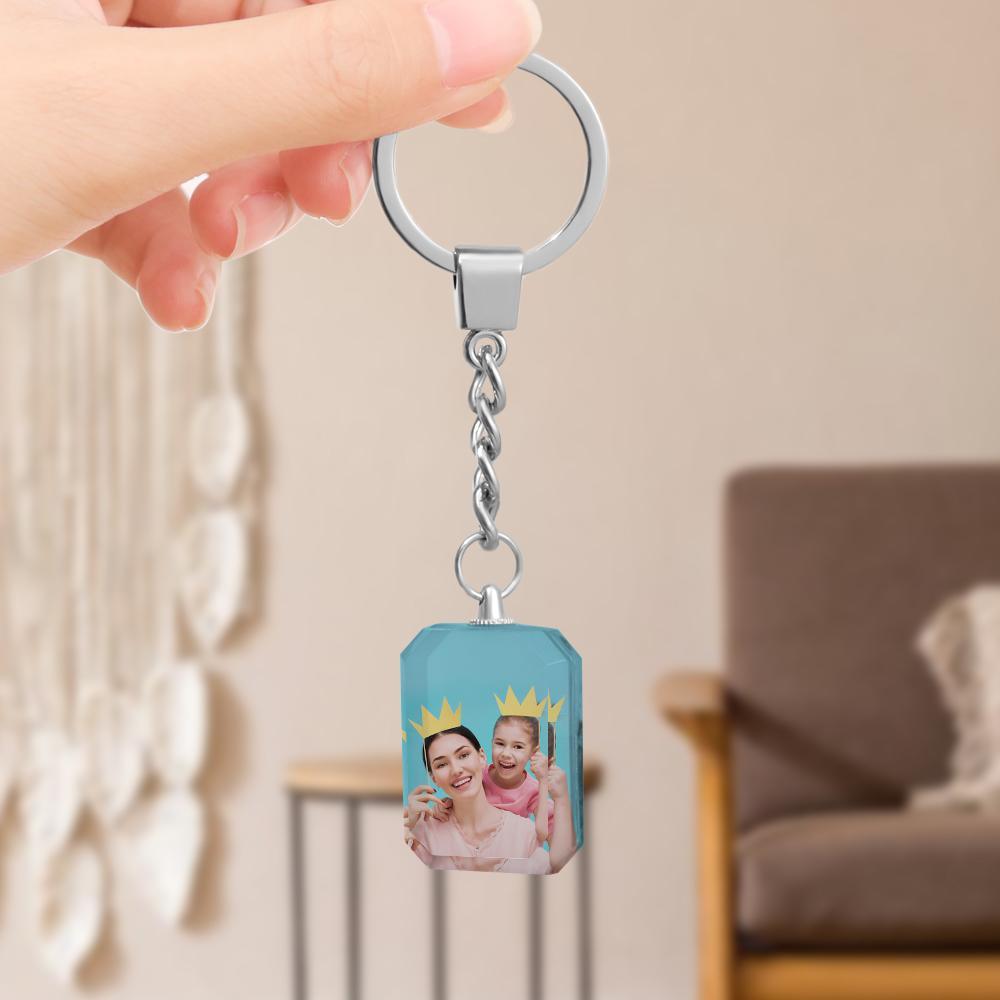 Customised Double Side Crystal Keychain With 2 Photos