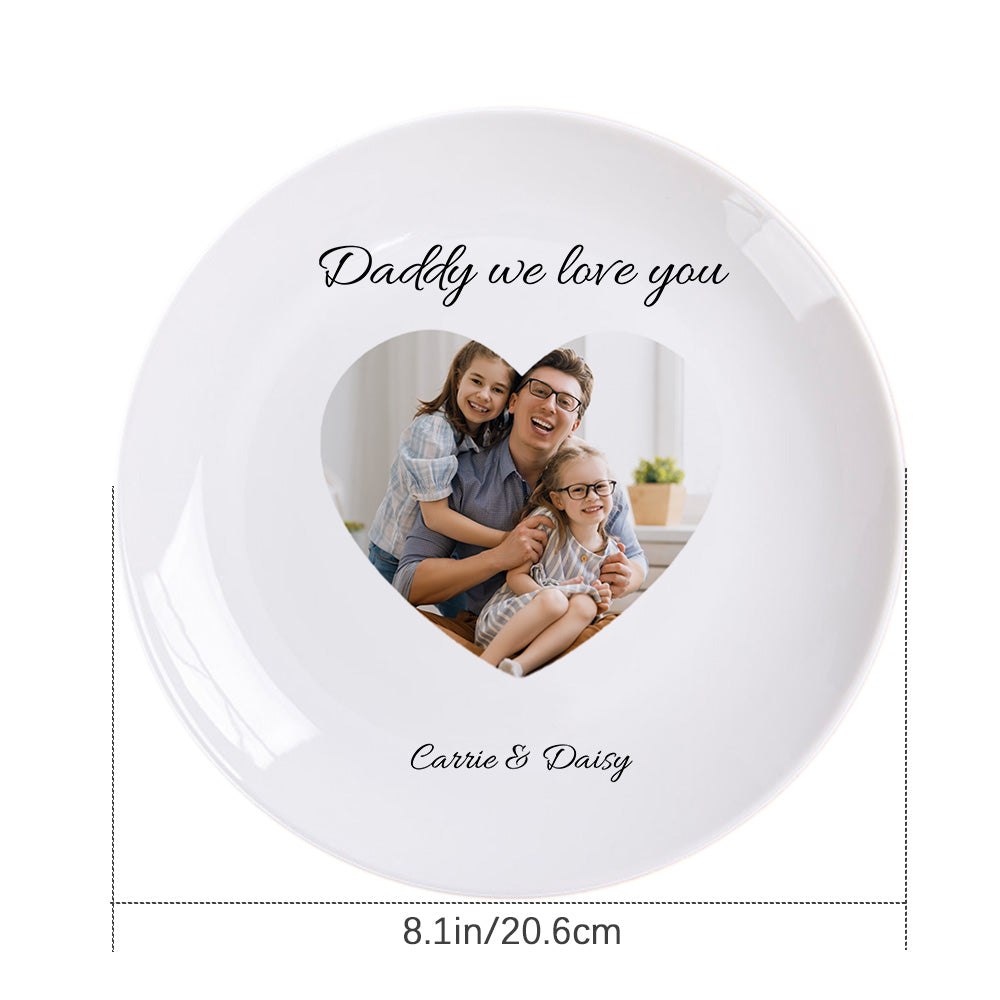 Customised Heart Photo Ceramics Dinner Plate Tableware Gifts For Mother's Day