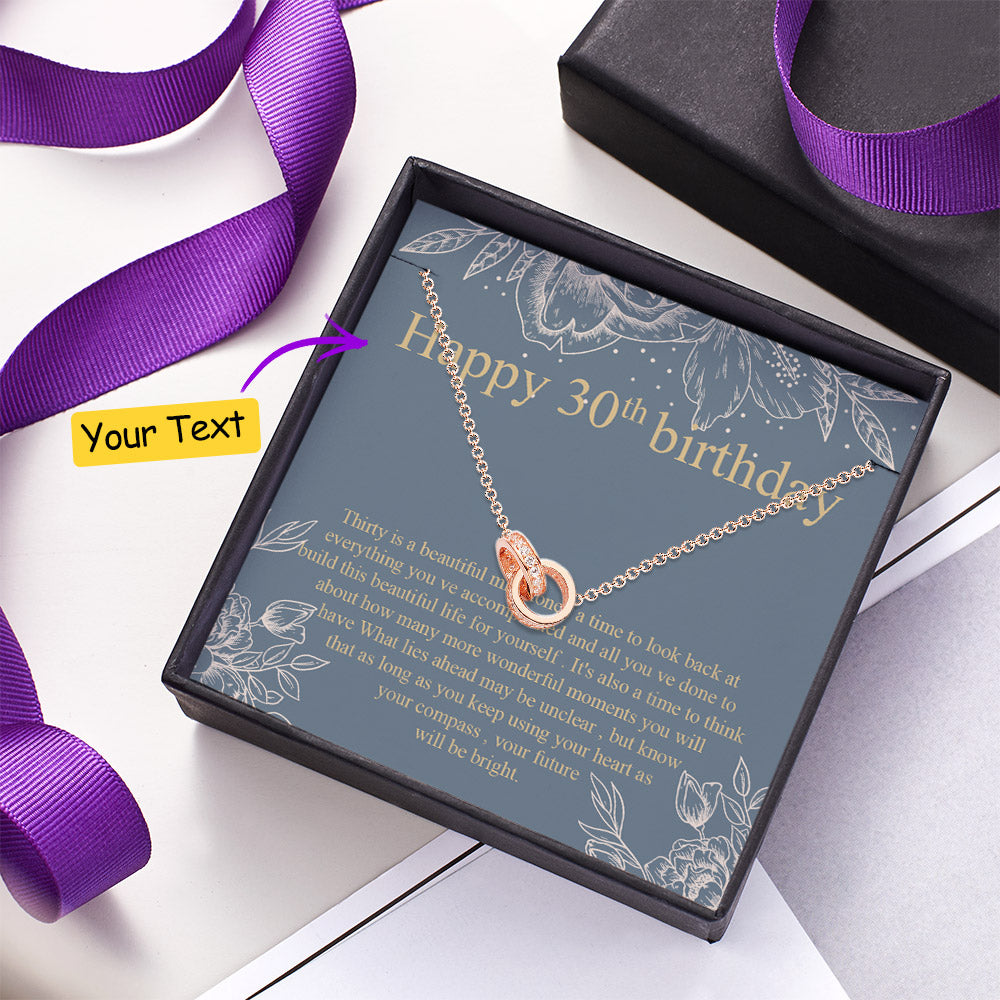 Double Ring Necklace with Message Card Personalised Birthday Gift for Lover