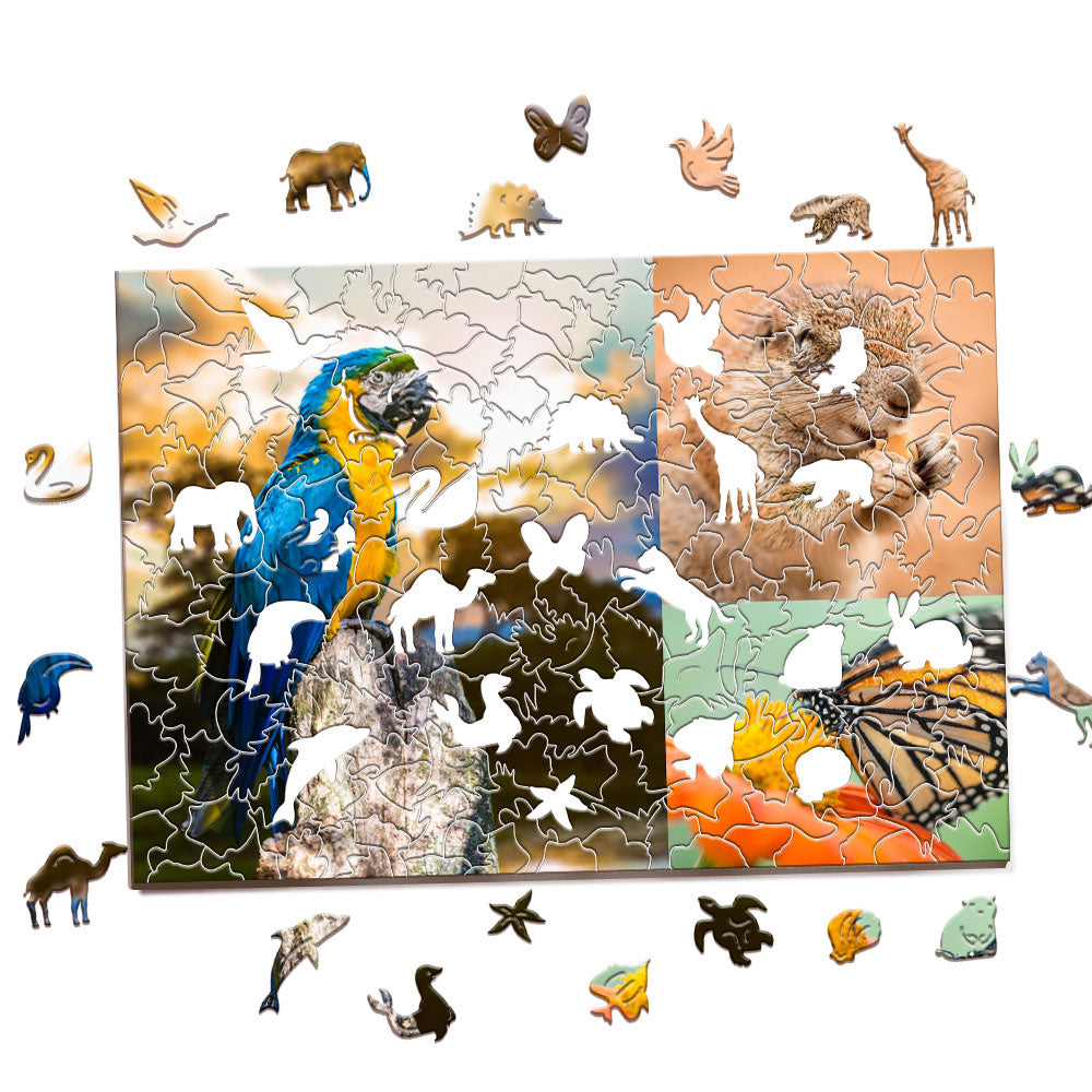 Personalised Animal Wood Puzzle Custom Jigsaw Puzzle with 1-4 Photos