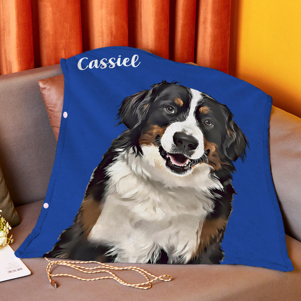 Custom Heated Blanket Pet Portrait Winter Fleece Electric Blanket