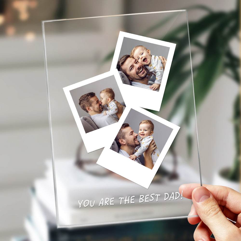 Father's Day Gift Personalised Photo Wooden Base Night Light for Dad