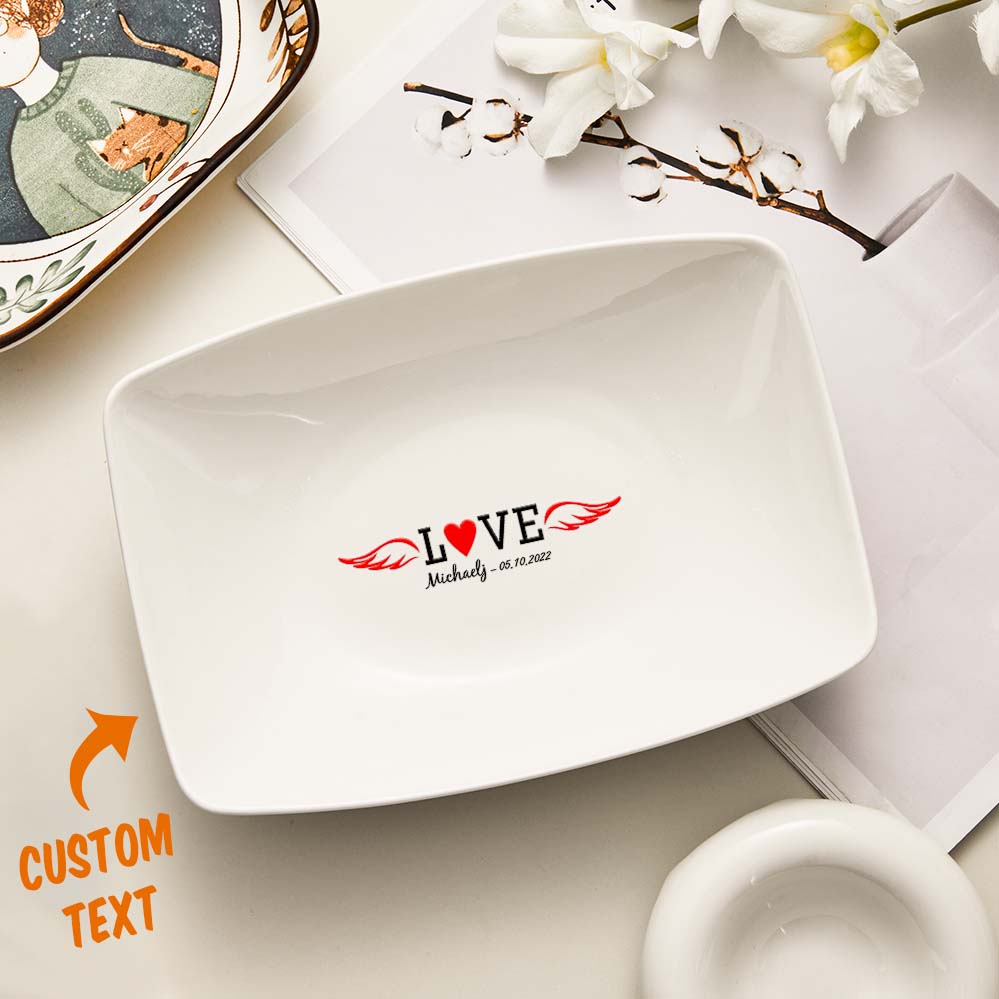Custom Name Platters LOVE Heart Personalised Engraved Tableware Plate