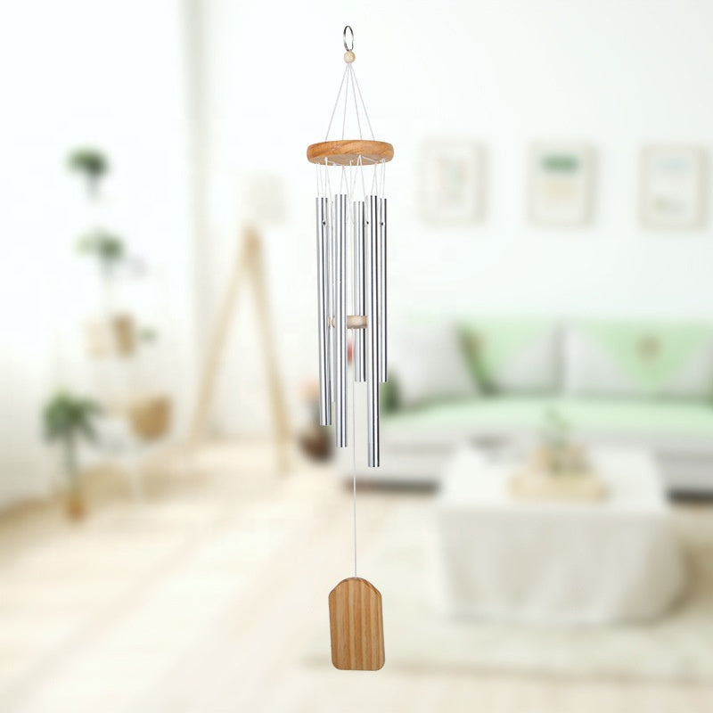 6 Aluminum Tubes Wooden Memorial Wind Chimes