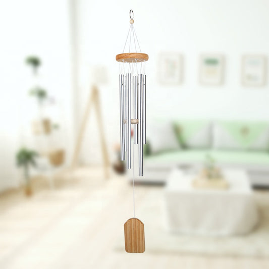 6 Aluminum Tubes Wooden Memorial Wind Chimes