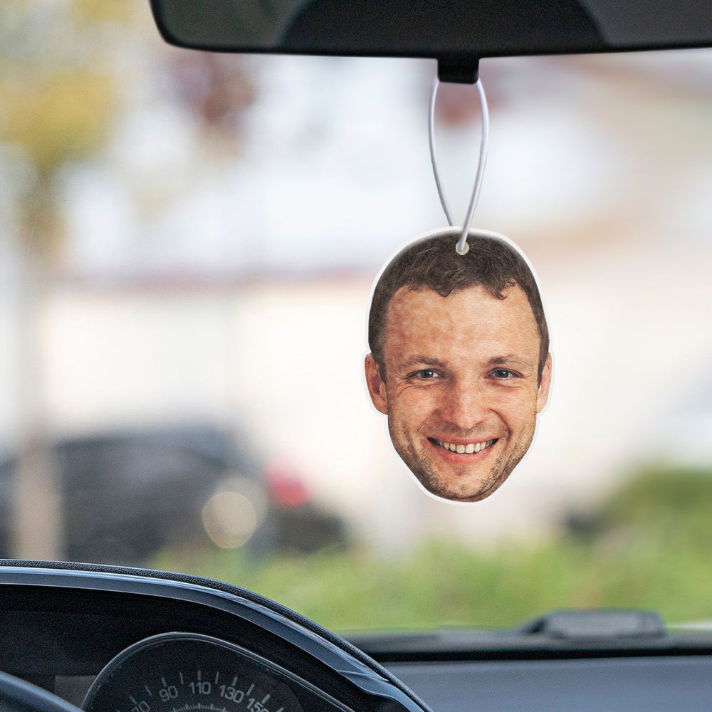 Custom Funny Car Air Freshener with Your Face Rearview Mirror Hanging Ornament Air Freshener