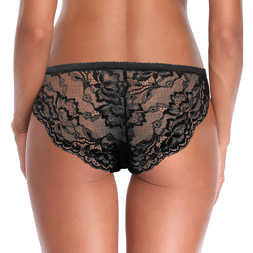 Custom Face Underwear Sexy Lace Make Me Wet Black Panties for Women