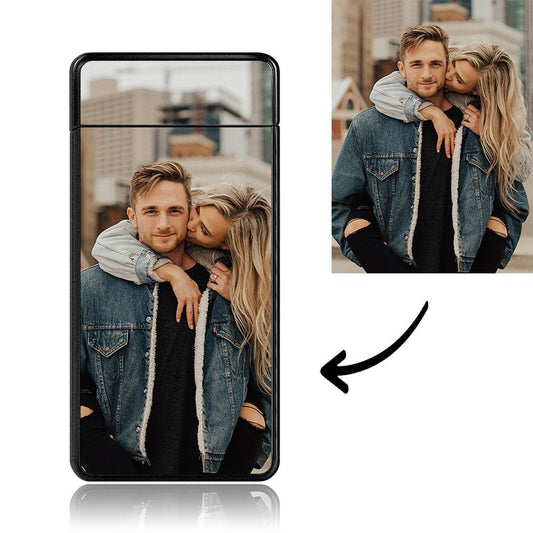 Personalised Color Photo Lighters Black Scrub Rechargeable Electric Lighter