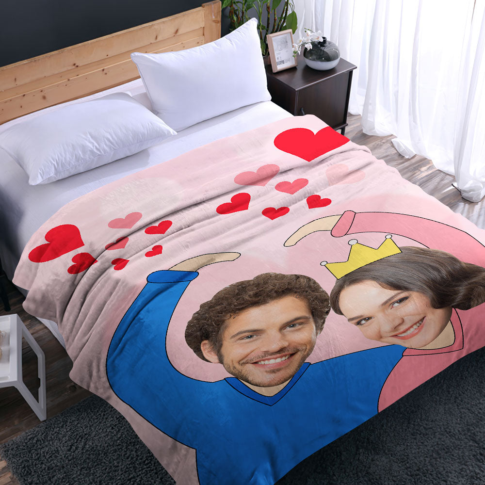 Custom Heart Couple Blanket Personalised Two Faces Blanket