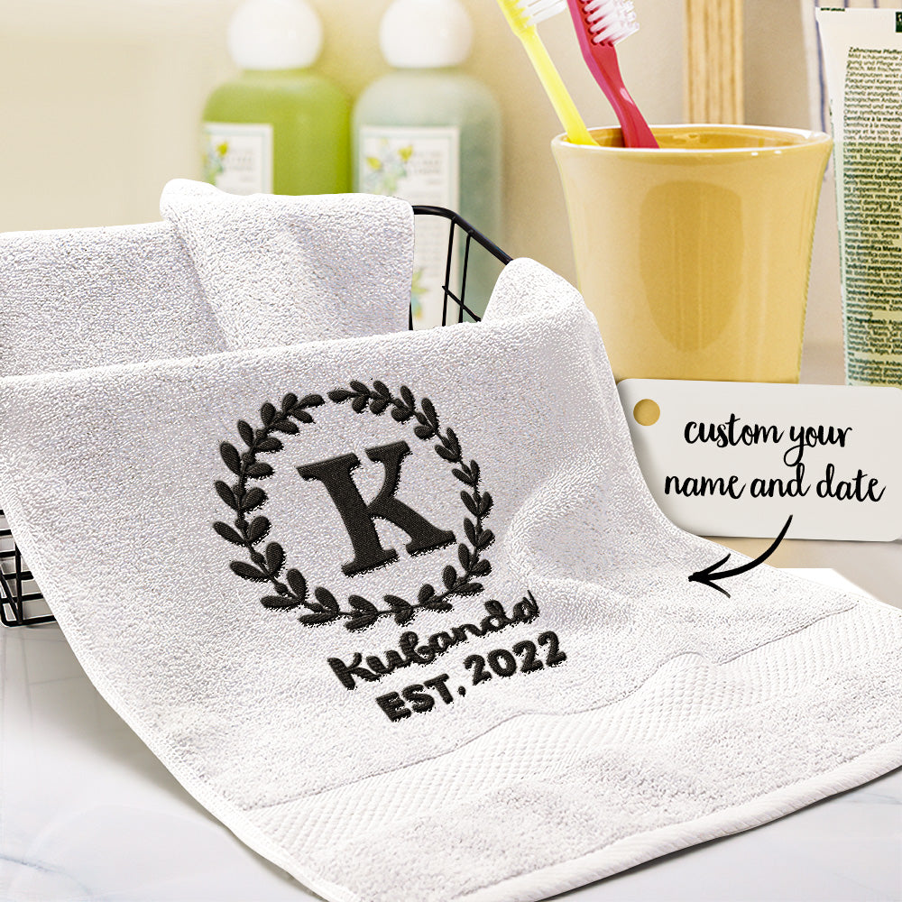 Custom Monogrammed Hand Towel Personalised Embroidered Towels