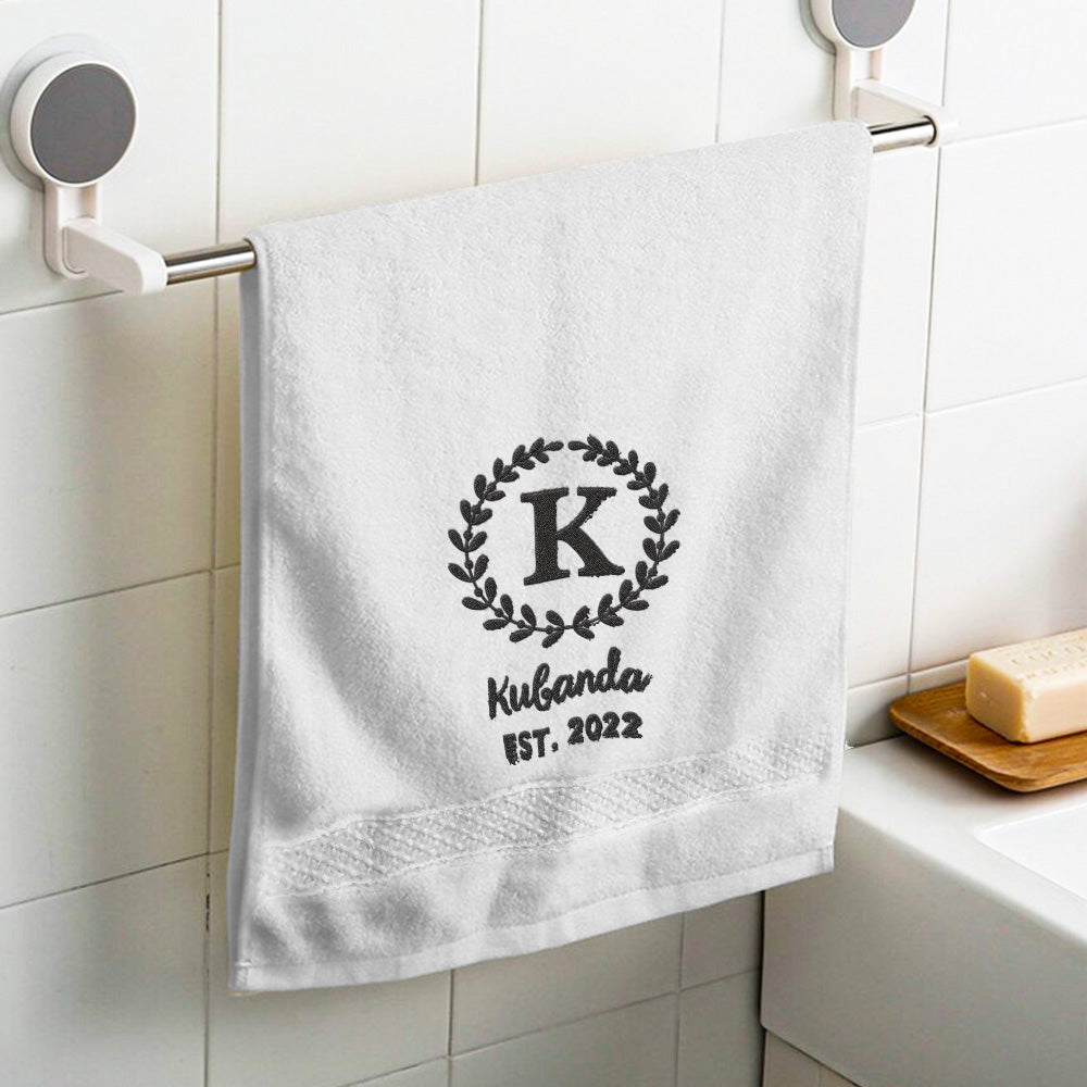 Custom Monogrammed Hand Towel Personalised Embroidered Towels