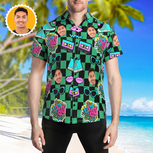 Customised Face Retro Hawaiian Shirt 80's Music Party Hawaii Shirts