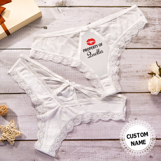 Custom Name Thong Personalised White Lace Sexy Panties