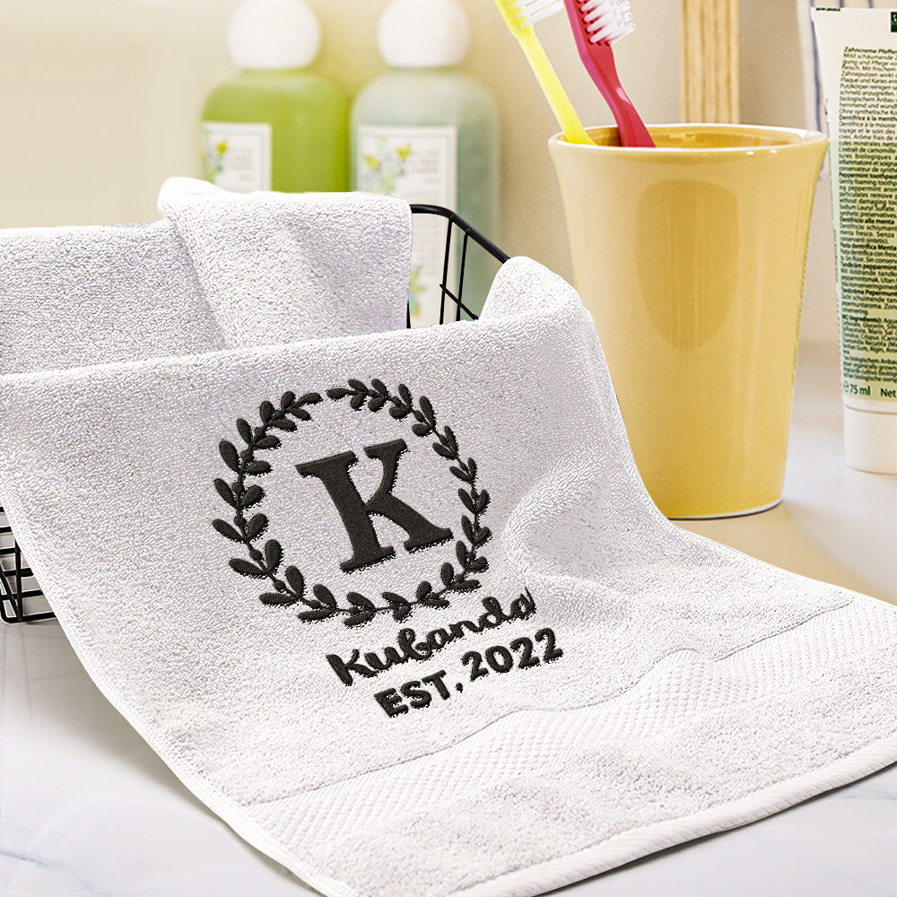 Custom Monogrammed Hand Towel Personalised Embroidered Towels
