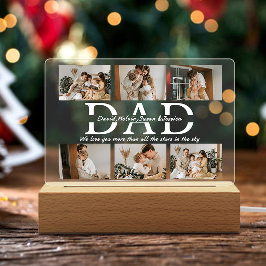 Personalised DAD LED Night Light Custom 6 Photos and Text Acrylic Lamp