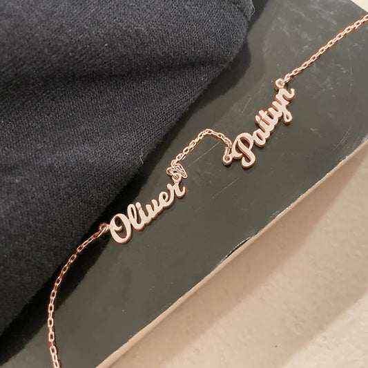 Personalised 2-4 Names Necklace Custom Family Nameplate Necklace