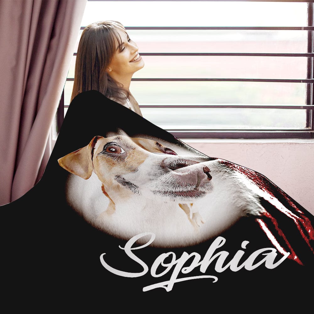 Custom Pet Blanket Personalised Name Dog Portrait Blanket