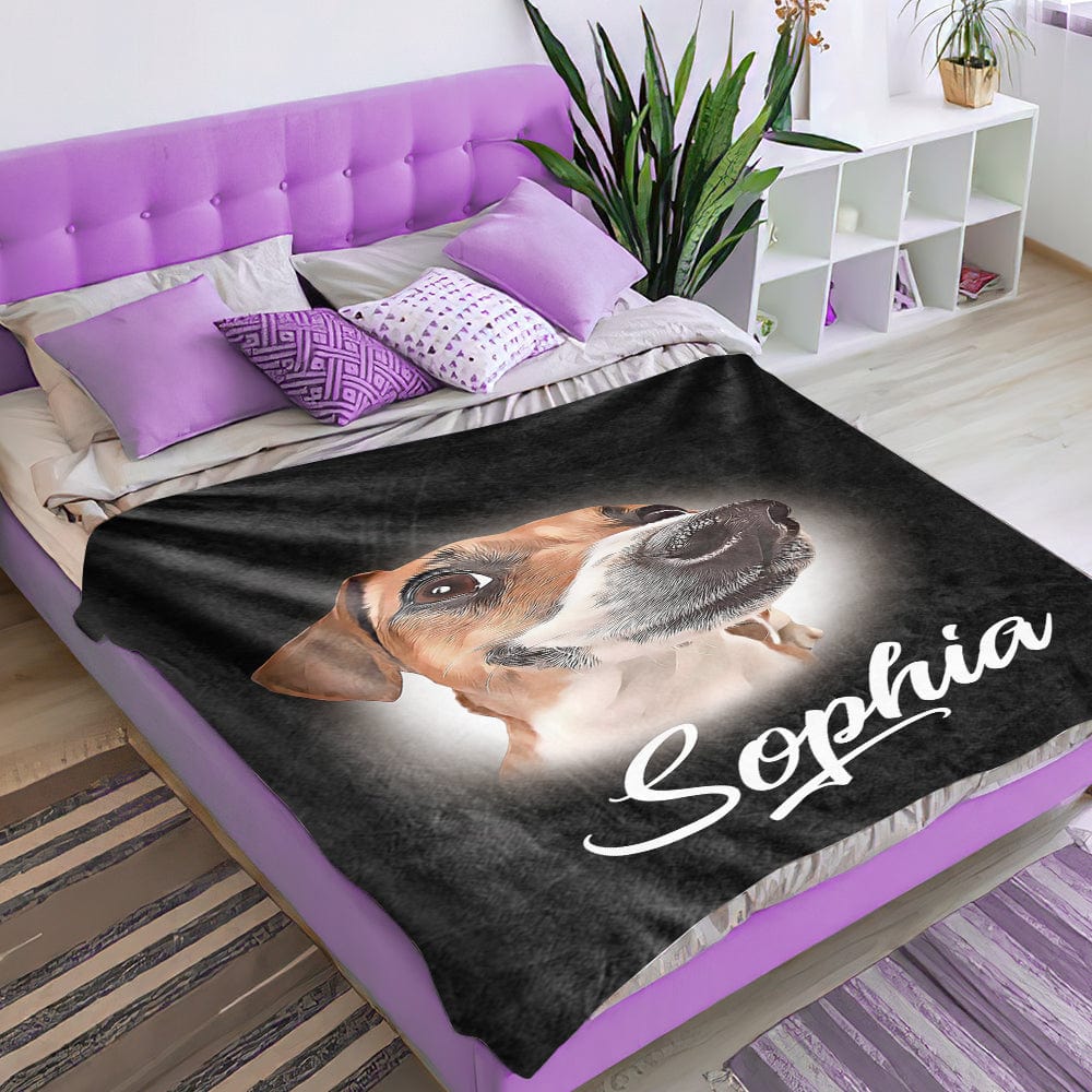 Custom Pet Blanket Personalised Name Dog Portrait Blanket