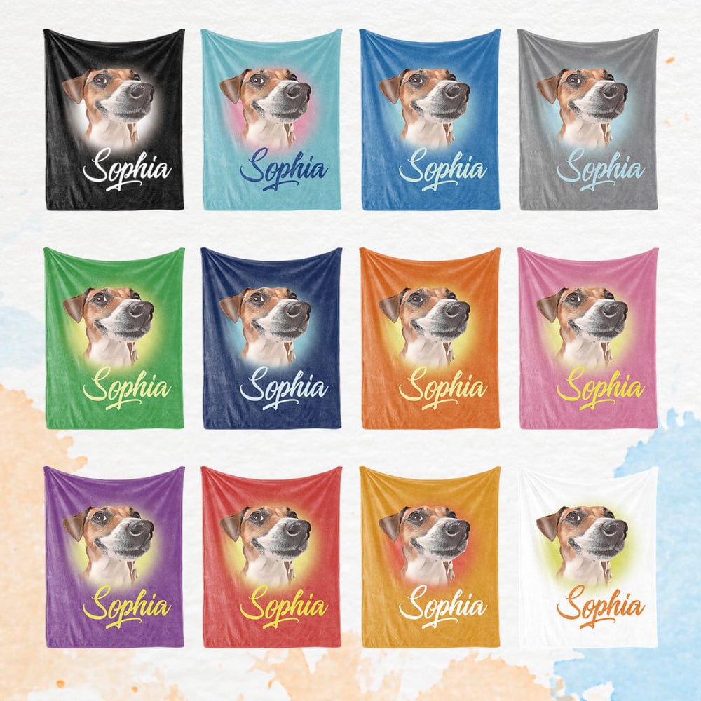 Custom Pet Blanket Personalised Name Dog Portrait Blanket