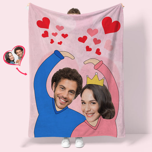 Custom Heart Couple Blanket Personalised Two Faces Blanket