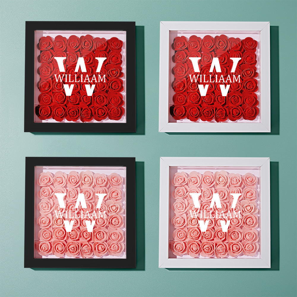 aCustomised Name Flower Shadow Box Personalised Shadowbox Frame