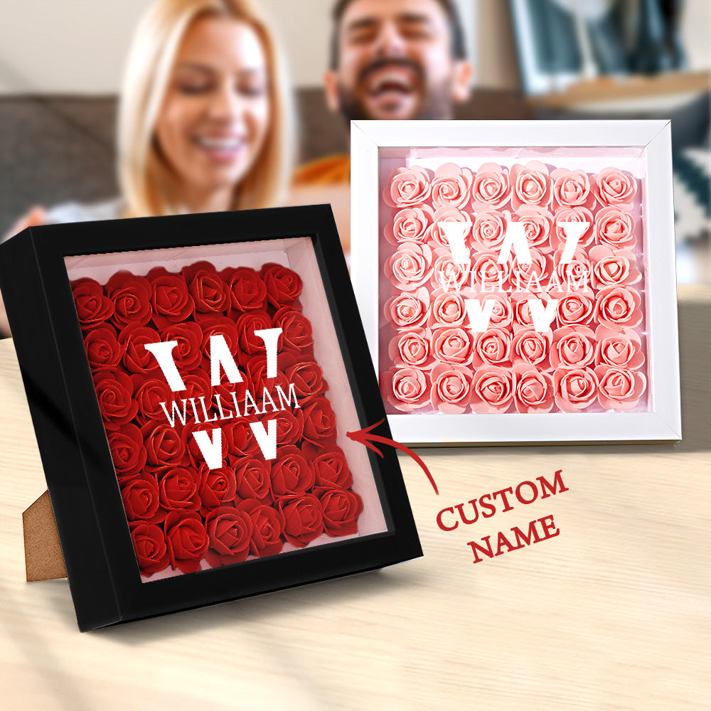 Customised Name Flower Shadow Box Personalised Shadowbox Frame