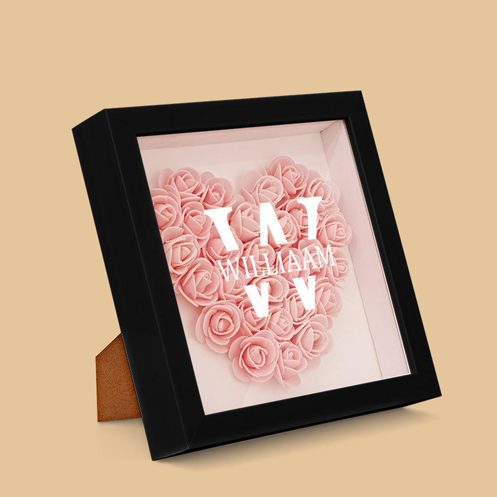 Customised Name Flower Shadow Box Personalised Shadowbox Frame