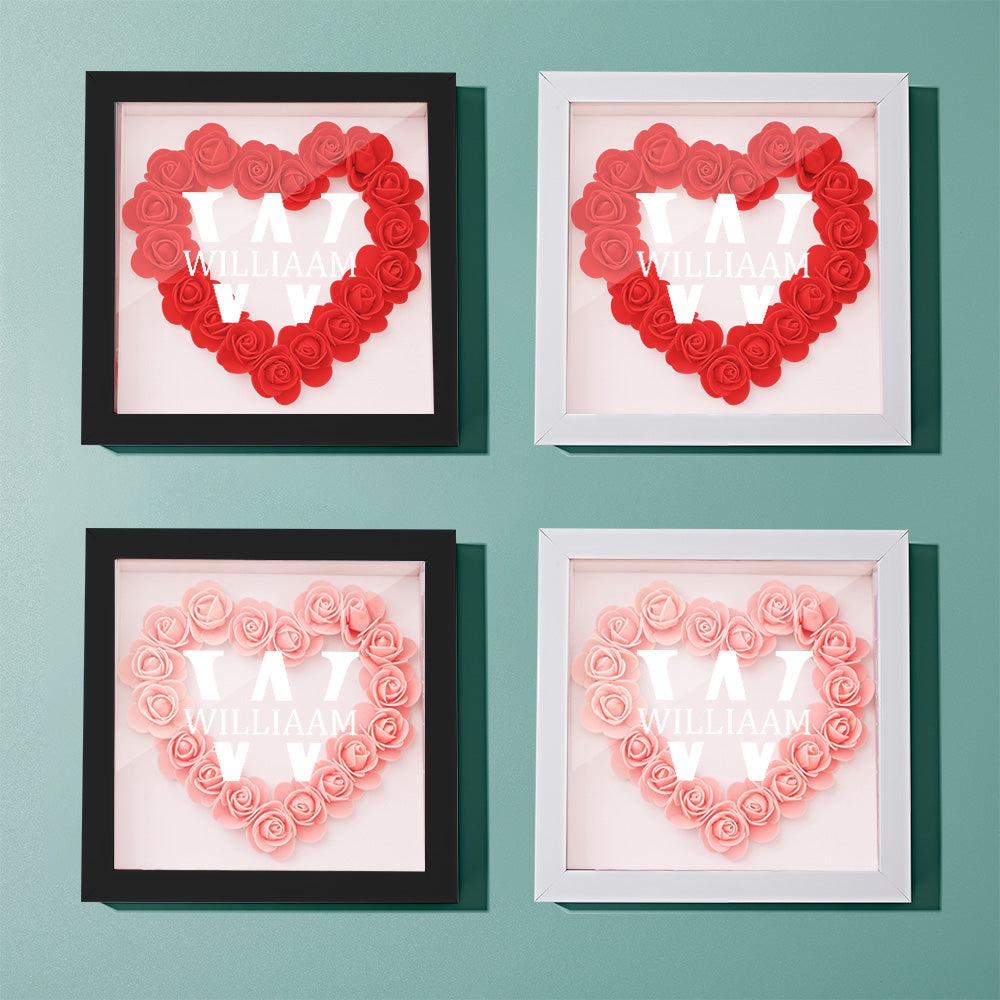 Customised Name Flower Shadow Box Personalised Shadowbox Frame