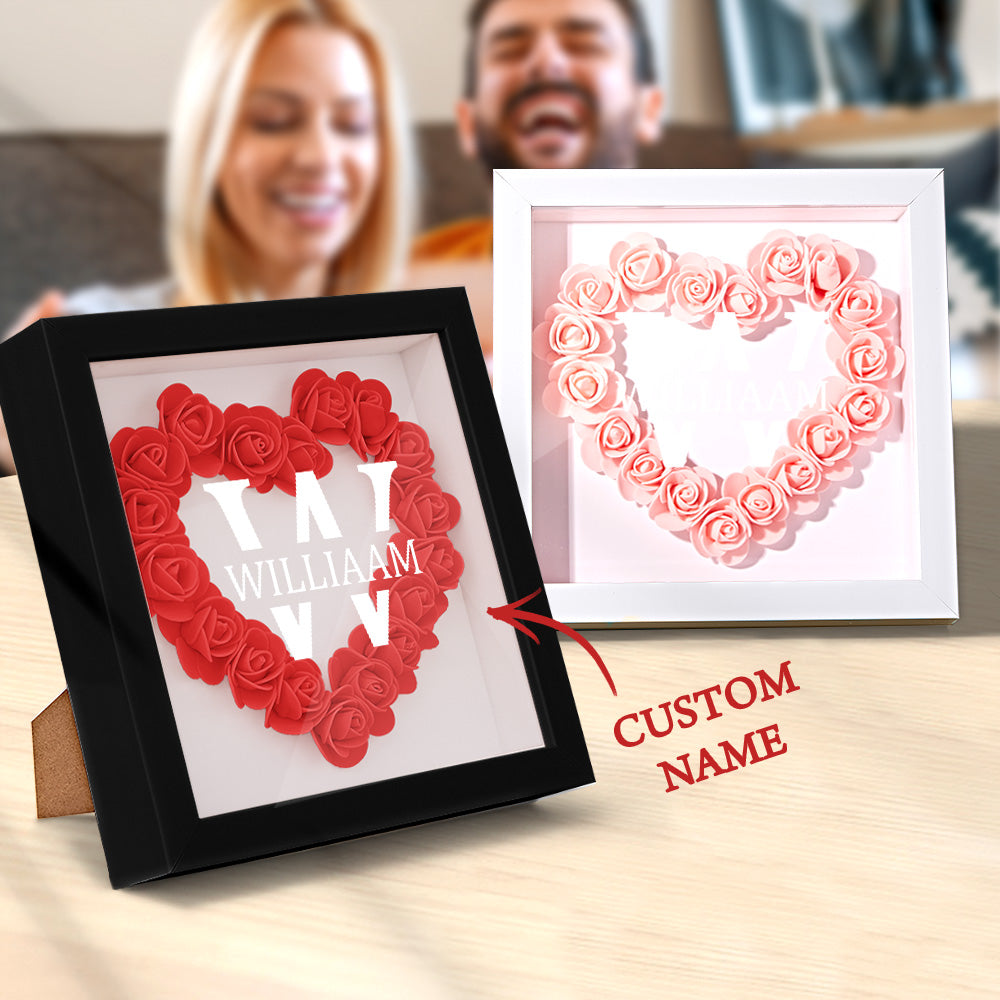Customised Name Flower Shadow Box Personalised Shadowbox Frame