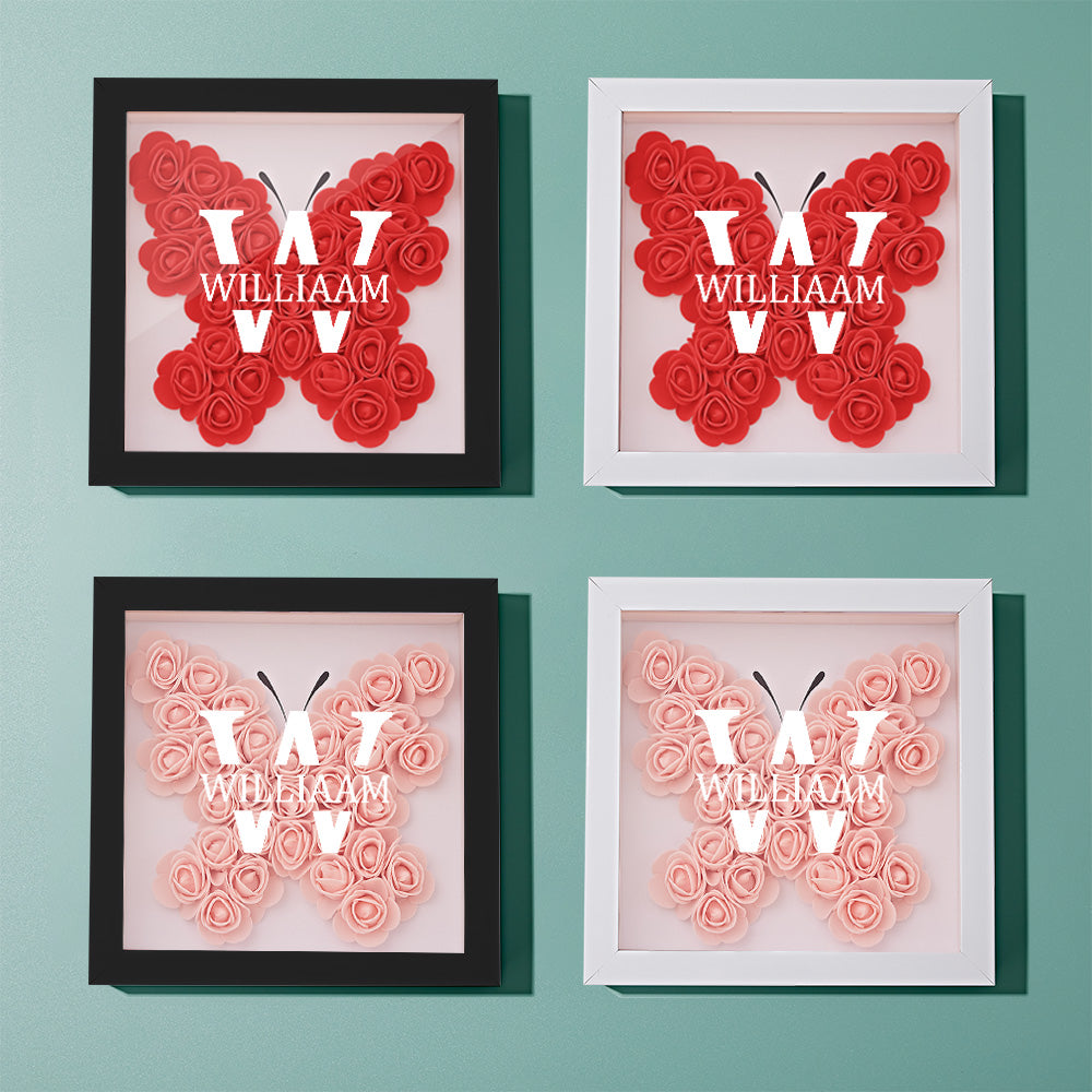 Customised Name Flower Shadow Box Personalised Shadowbox Frame