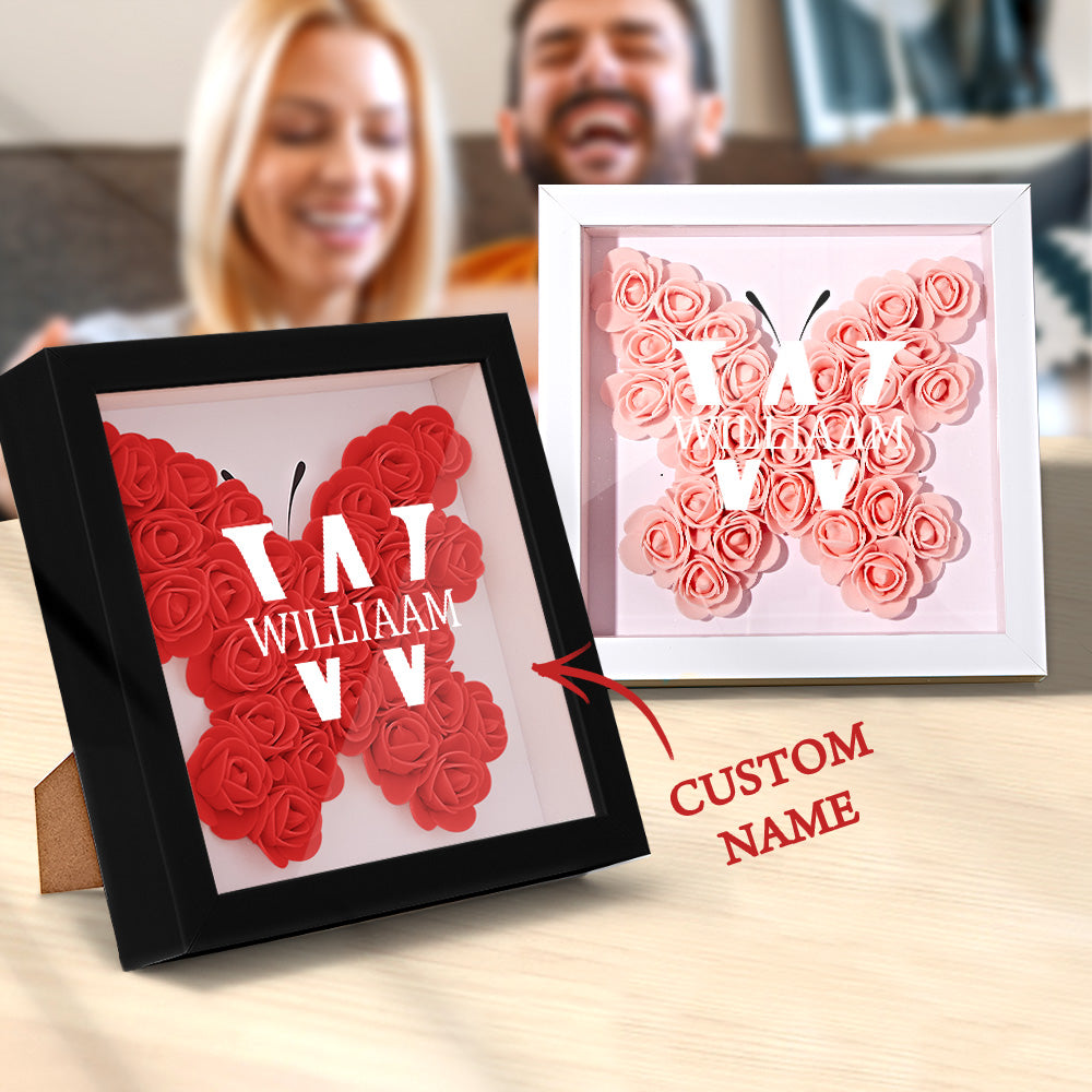 Customised Name Flower Shadow Box Personalised Shadowbox Frame