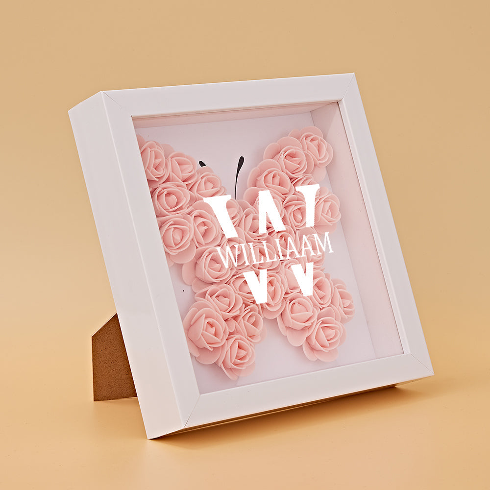Customised Name Flower Shadow Box Personalised Shadowbox Frame
