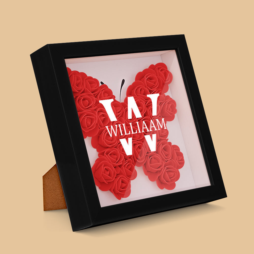 Customised Name Flower Shadow Box Personalised Shadowbox Frame