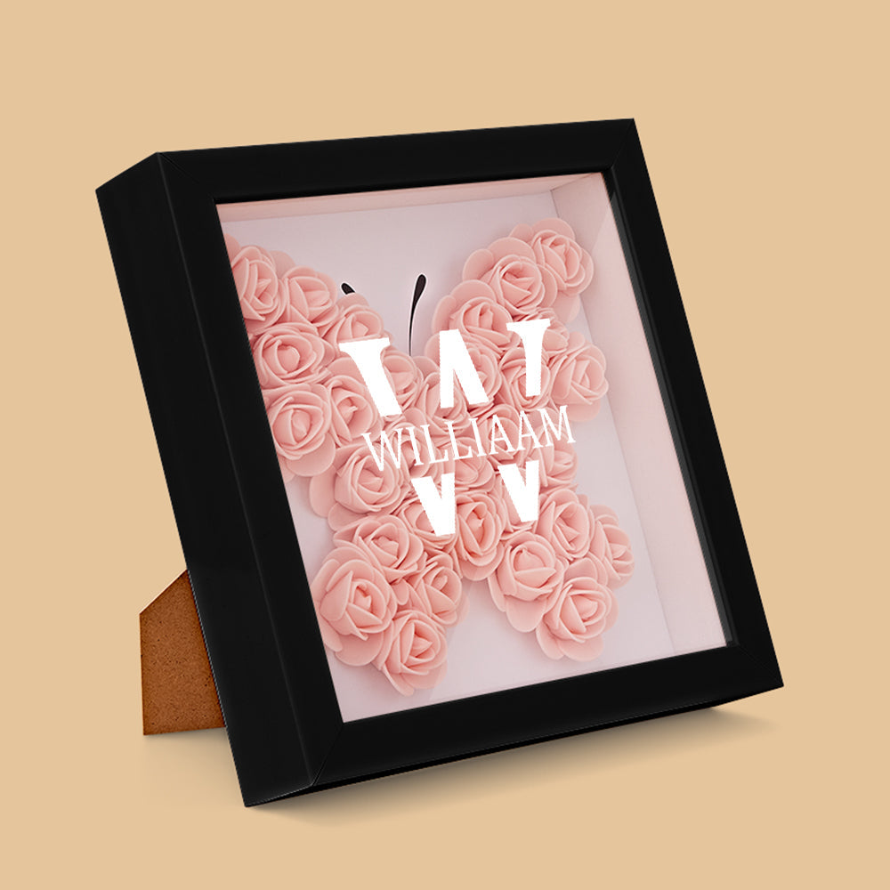 Customised Name Flower Shadow Box Personalised Shadowbox Frame