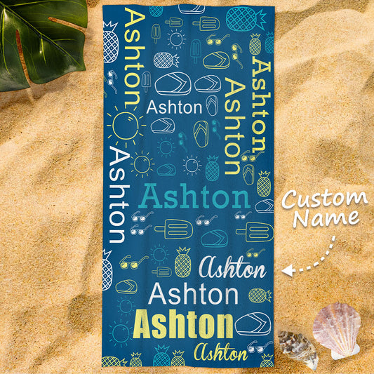 Customised Name Beach Towel Personalised Funny Pool Towels