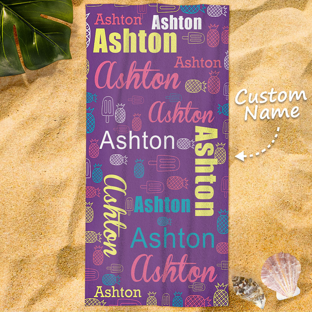 Customised Name Beach Towel Personalised Funny Pool Towels