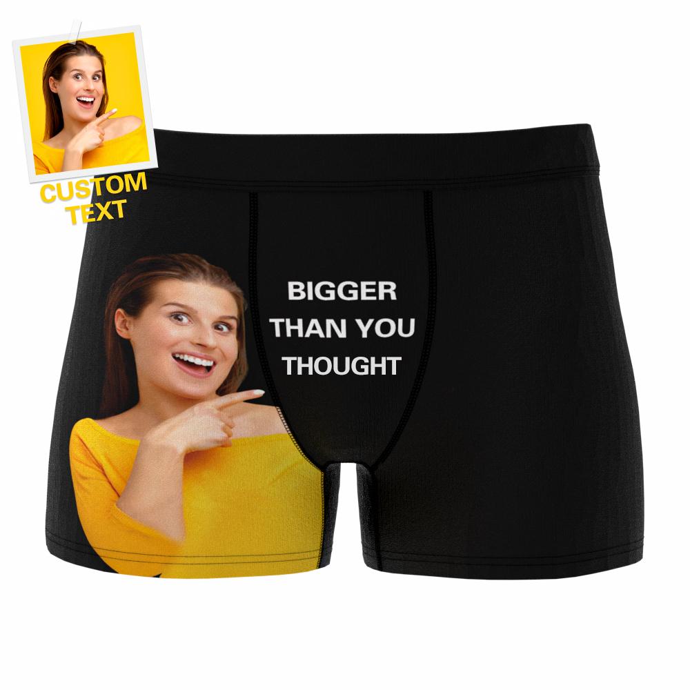 Custom Photo Boxer Shorts Personalised Text Underwear - 3 Colors