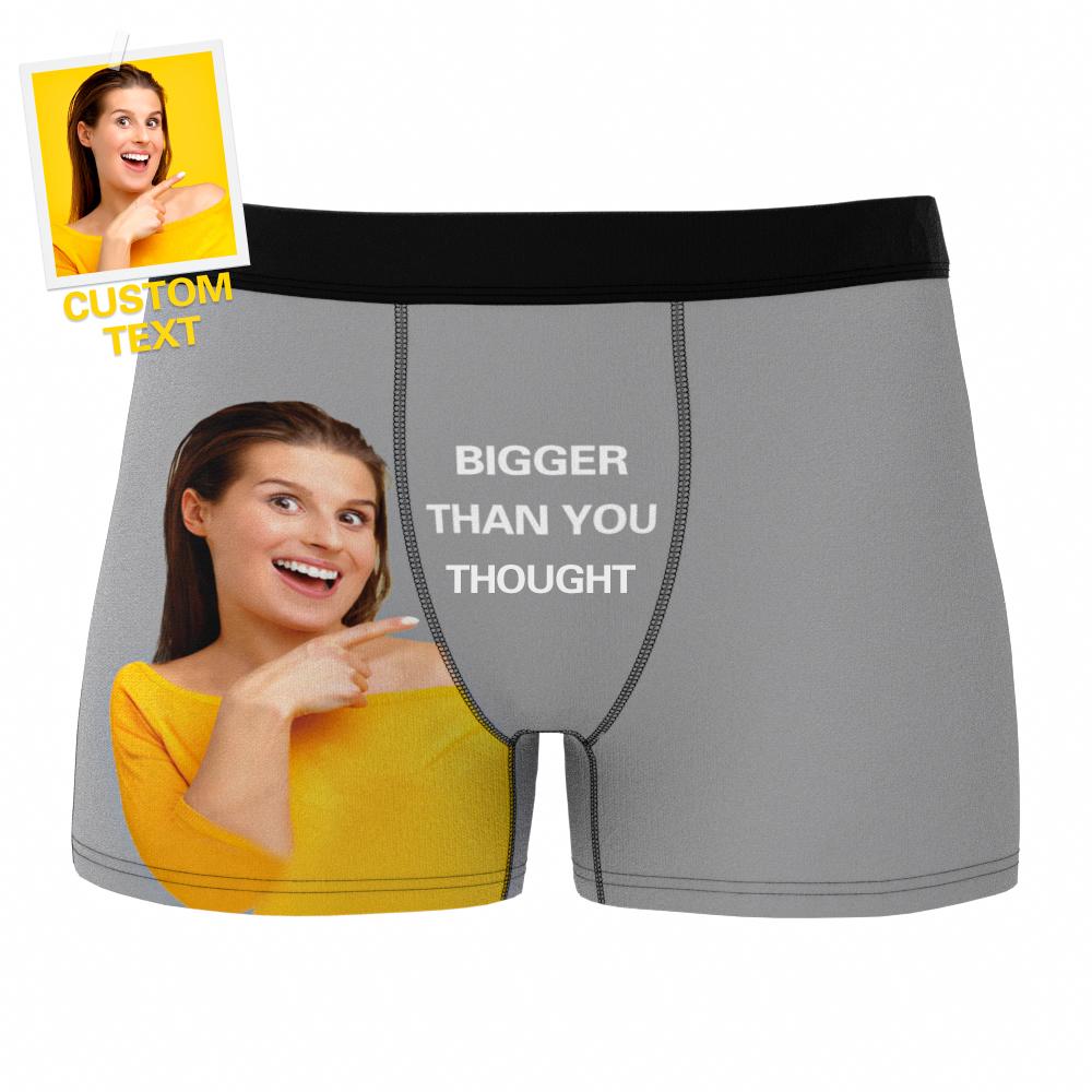 Custom Photo Boxer Shorts Personalised Text Underwear - 3 Colors