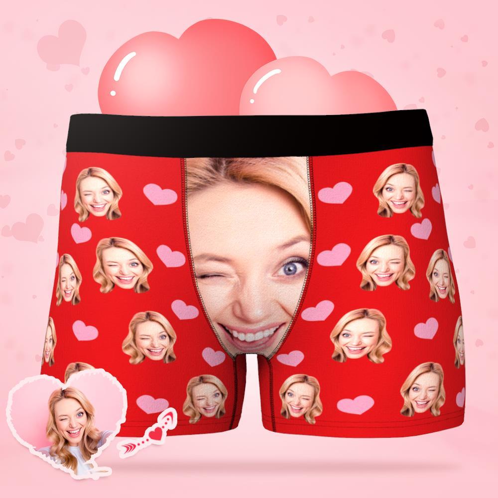 Custom Face Underwear Personalised Love Heart Photo Boxer Briefs