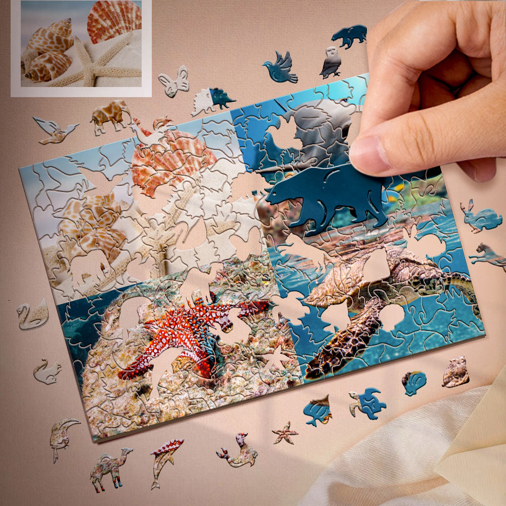Personalised Animal Wood Puzzle Custom Jigsaw Puzzle with 1-4 Photos