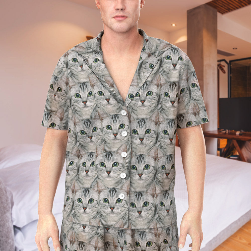 Custom Face Pajamas Men's Short Sleeve Pajamas