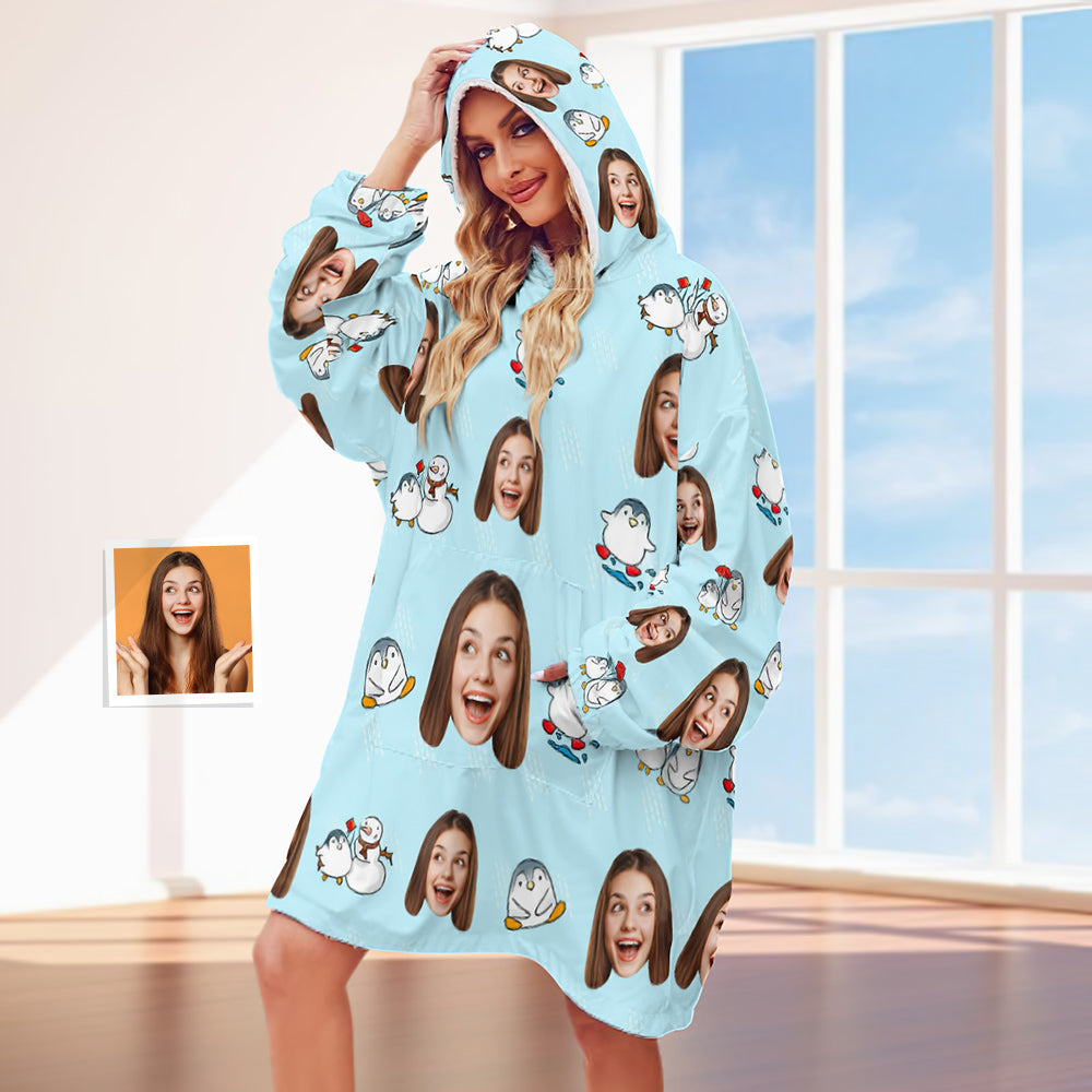 Custom Hoodie Blanket with Pocket Personalised Oversized Hoodie Sweatshirt