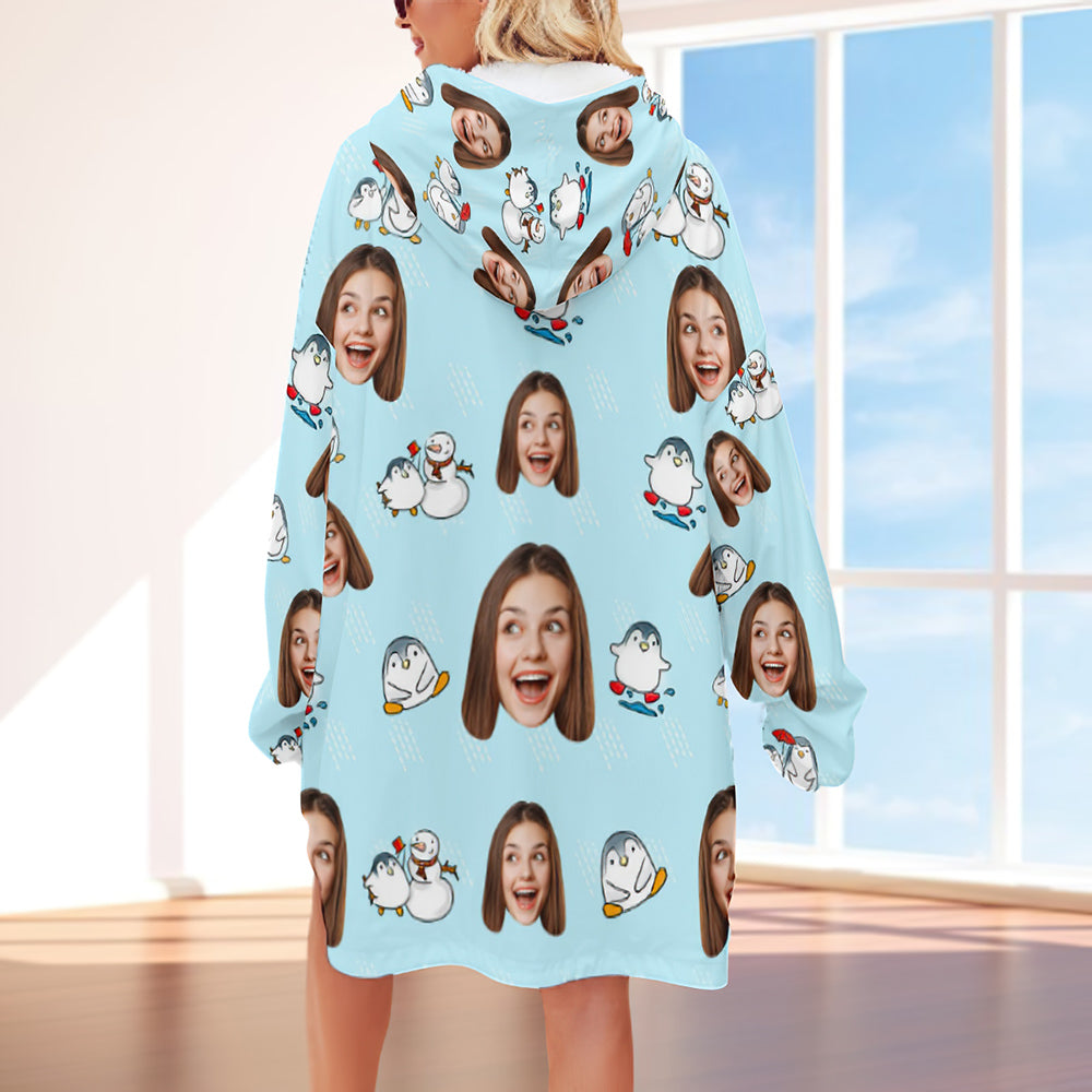 Custom Hoodie Blanket with Pocket Personalised Oversized Hoodie Sweatshirt