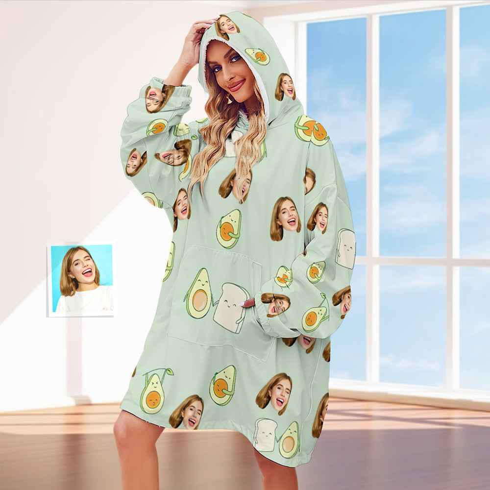 Custom Hoodie Blanket with Pocket Personalised Oversized Hoodie Sweatshirt