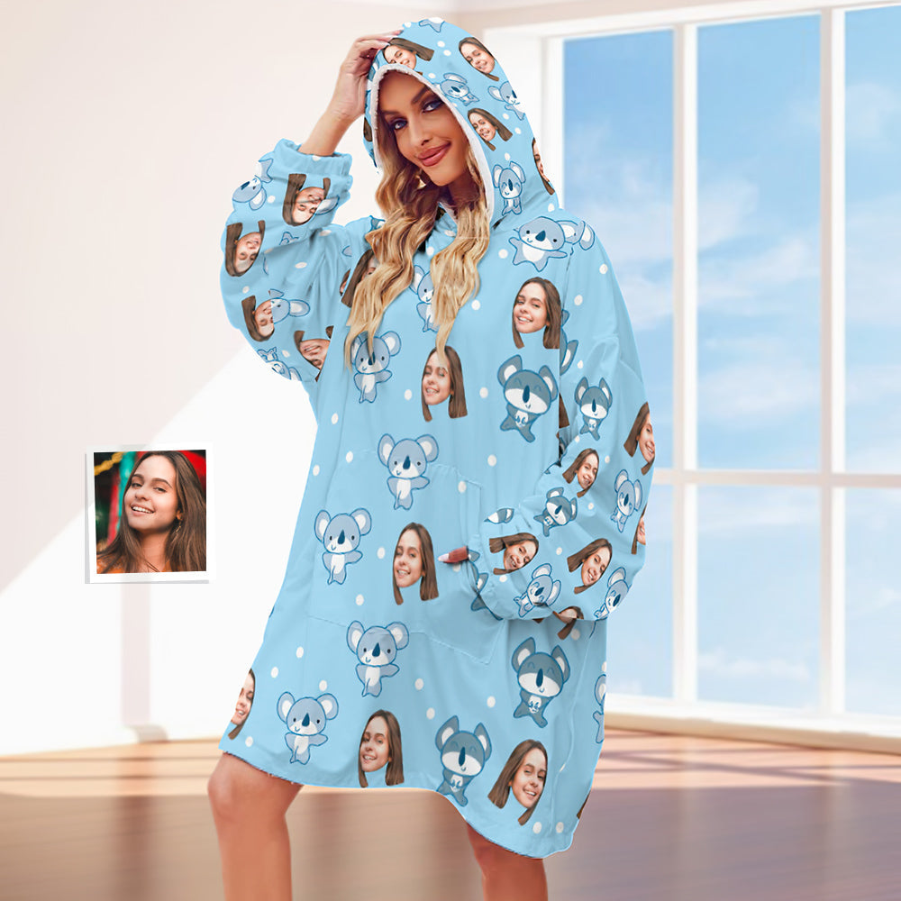 Custom Hoodie Blanket with Pocket Personalised Oversized Hoodie Sweatshirt