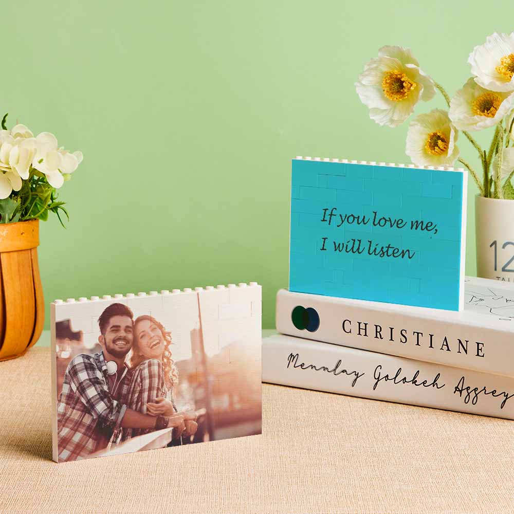 Personalised Building Brick Custom Horizontal Photo Block